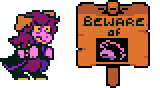Sprite de cachoro junto com uma placa, do "S-Action" contra Tasque Manager.